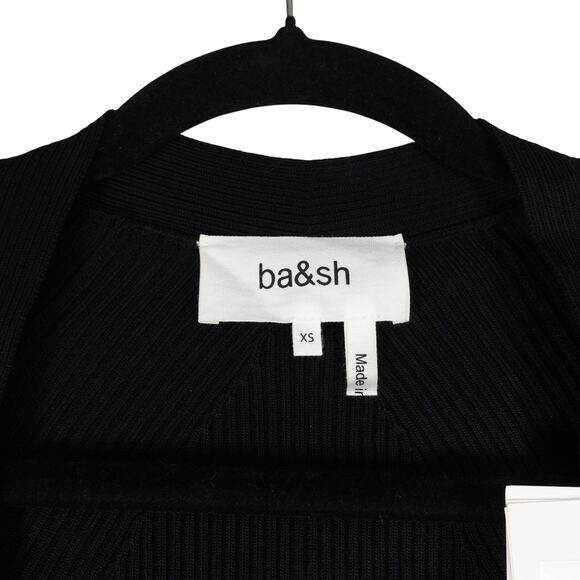 New Ba&sh Women's Black Long Sleeve Midi Edora Dress XS Bodycon Stretch 2277-27 - Picture 10 of 15